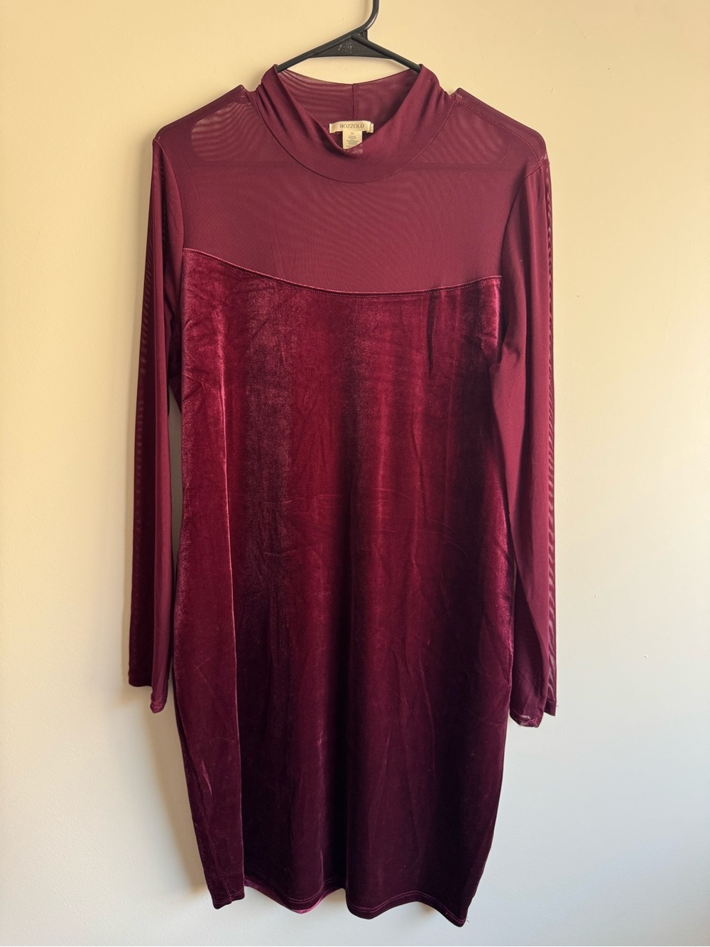 EUC Bozzolo Burgundy Velvet Mesh Sexy Party Club Dress Size 3X 22/24